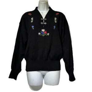 meister floral embroidered buckle wool sweater Size M